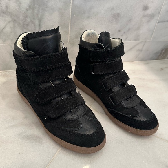 Isabel Marant Bilsy Hightop Sneaker- Black Leather & Suede, size 9 - Picture 1 of 6